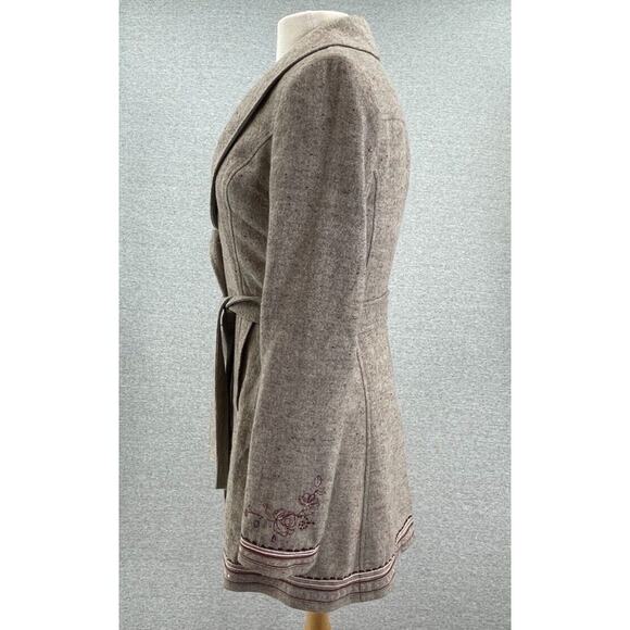 Guess Jeans Coat Womens Medium Wool Blend Pea Jacket Embroidered Beaded Lined - Picture 9 of 16